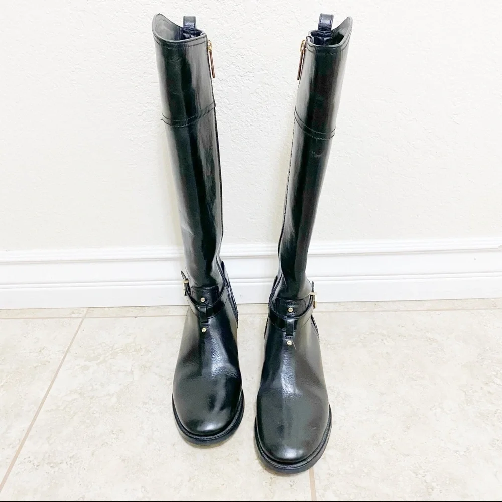 Tory Burch Brita black leather riding boots size 5.5